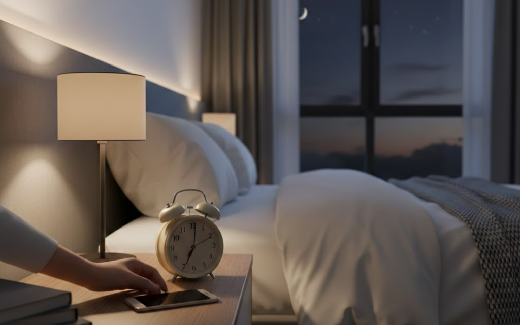 Wekker op een nachtkasje 