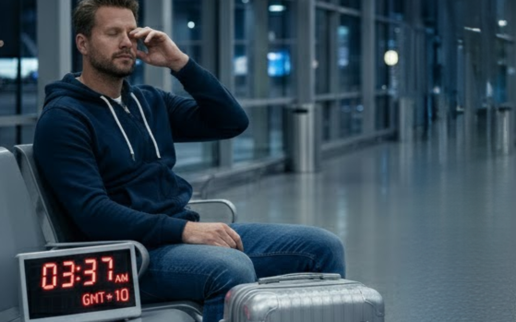 Man zit op de airport