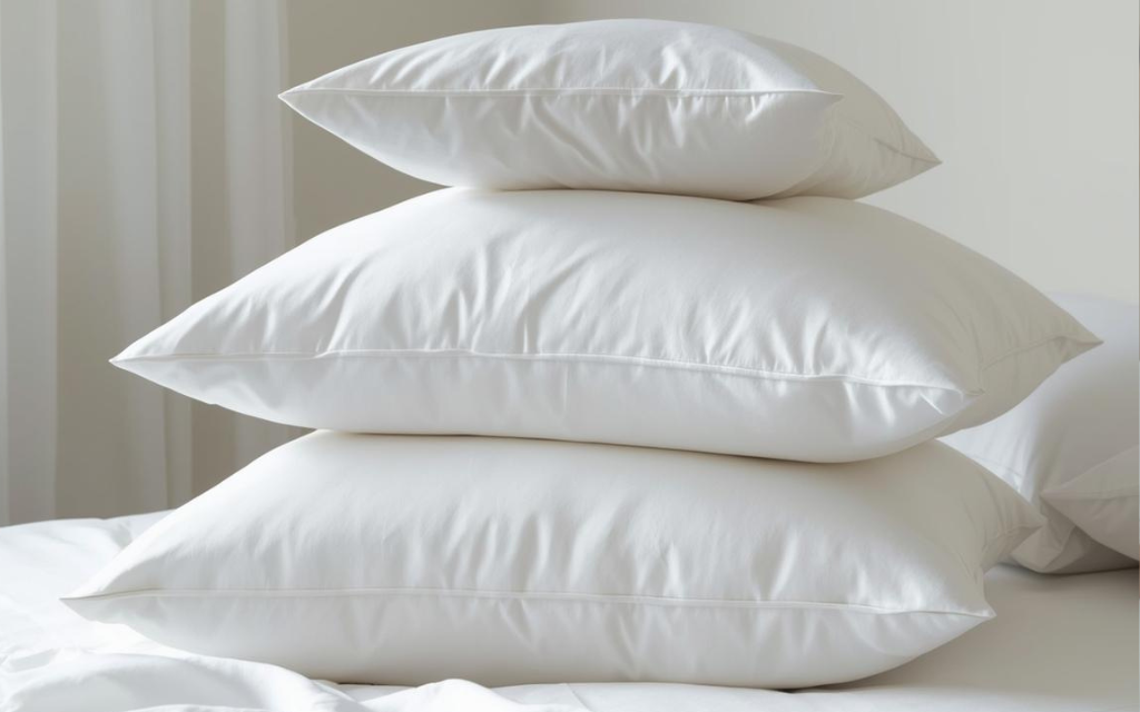 3 kussens die op elkaar liggen