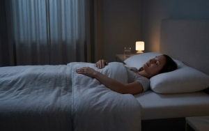 Vrouw ligt te slapen in bed