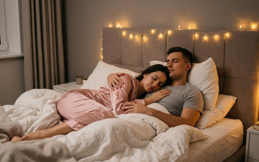 Man en vrouw liggen samen in bed