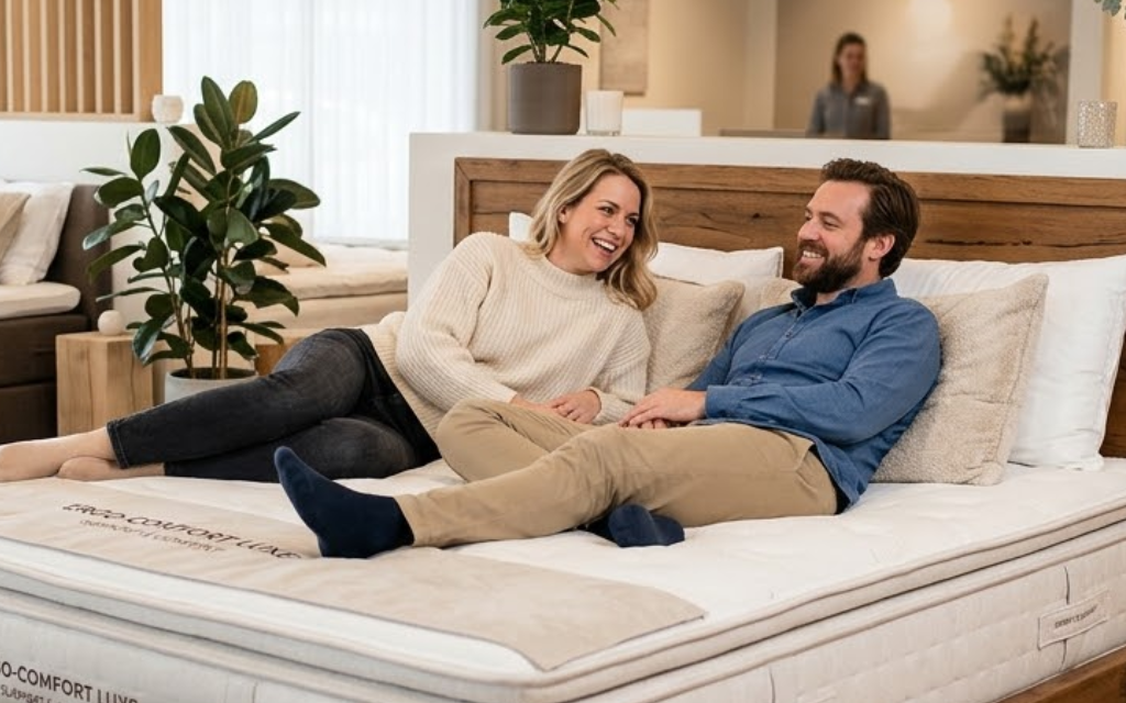 Man en vrouw controleren het matras