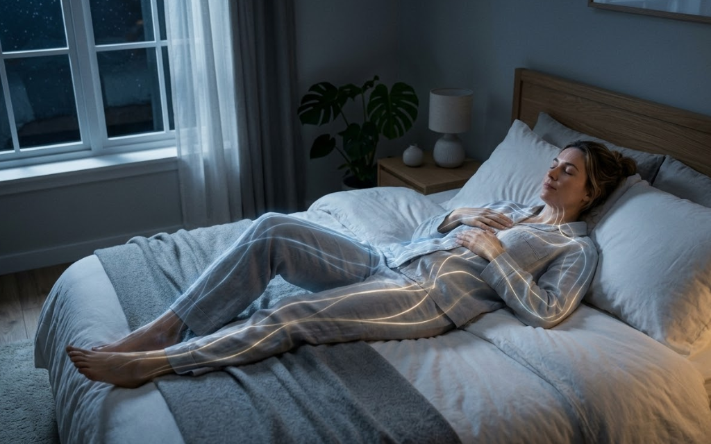 vrouw die ligt op haar bed