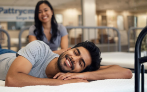 Man ligt op bed op proef te liggen