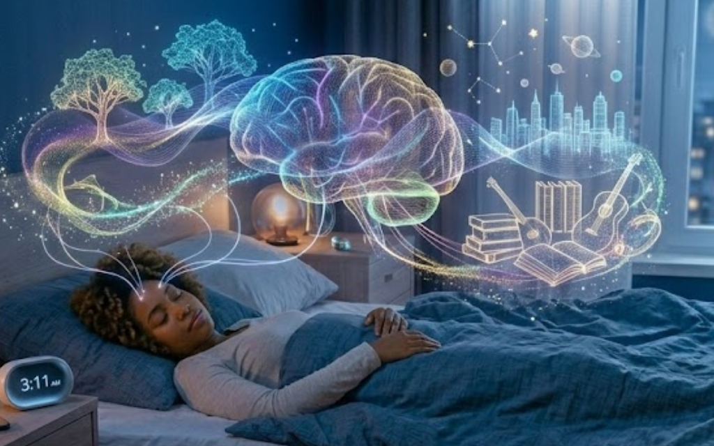 Vrouw die slaapt en droomt