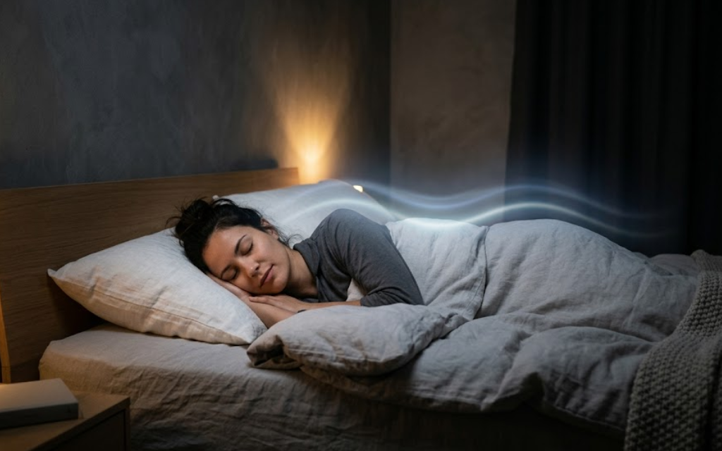 Vrouw die in bed ligt