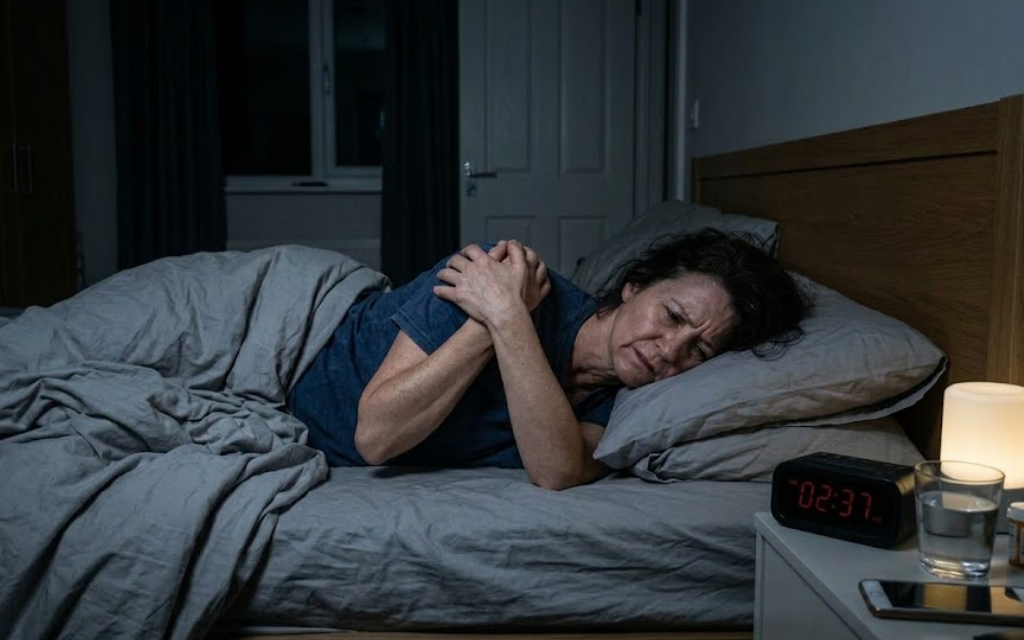 Vrouw laat zien dat ze erg pijn heeft