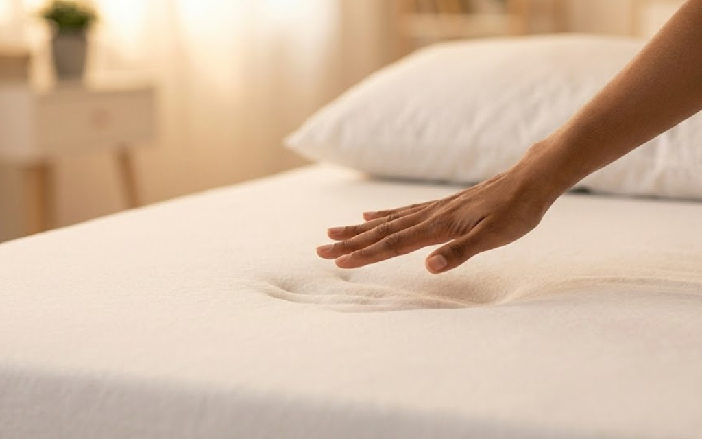 atras met een hand die erover heen glijd