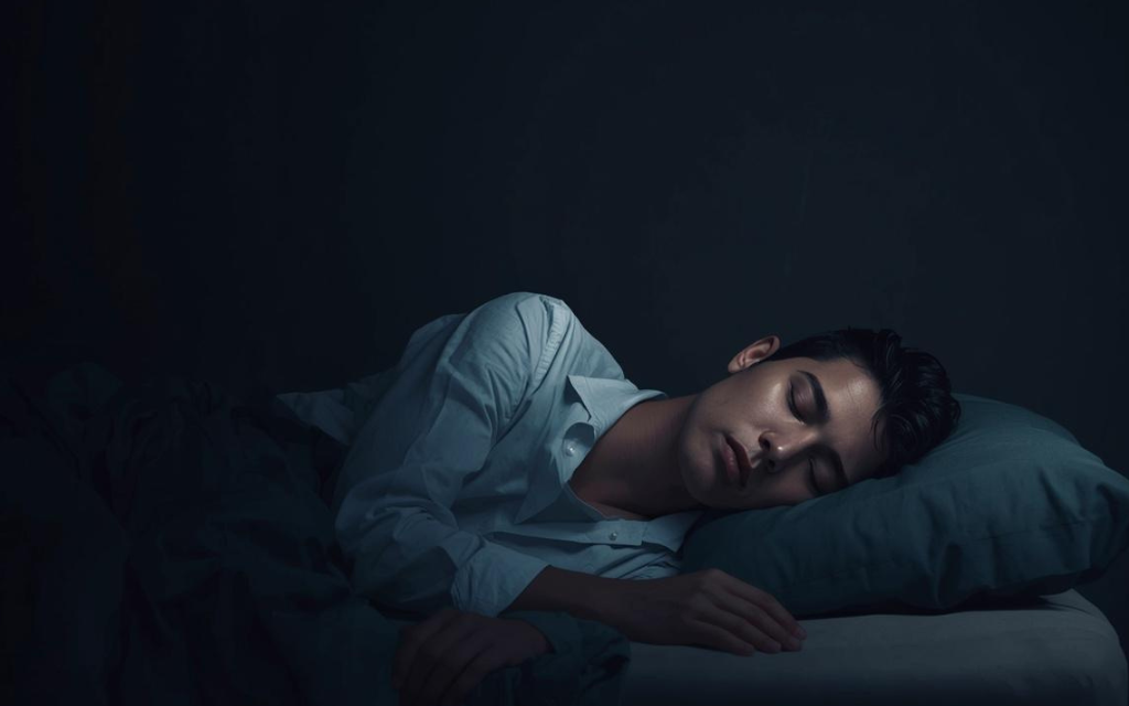 Man ligt in bed te slapen