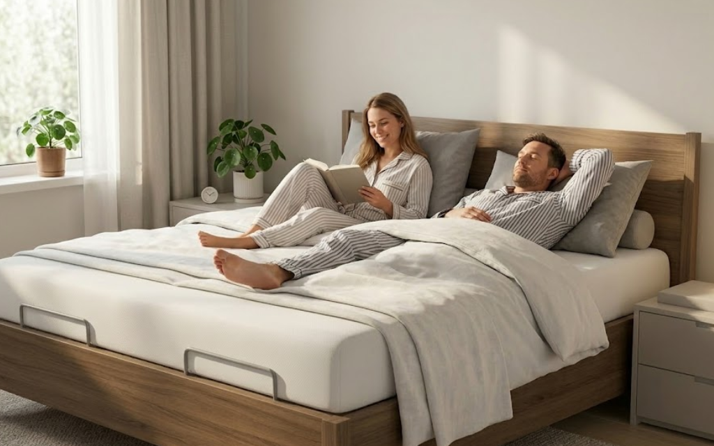 Man en vrouw liggen samen op bed