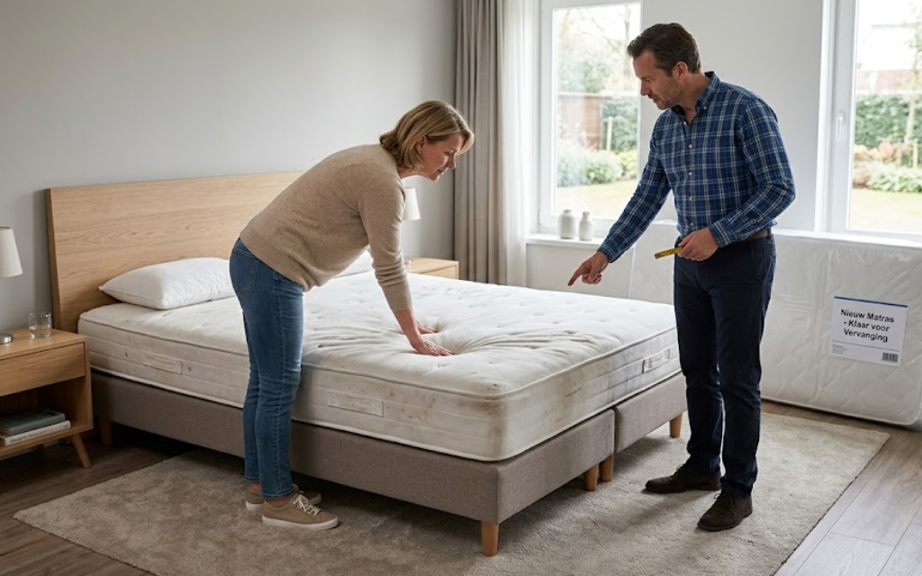 Man en vrouw controleren het matras