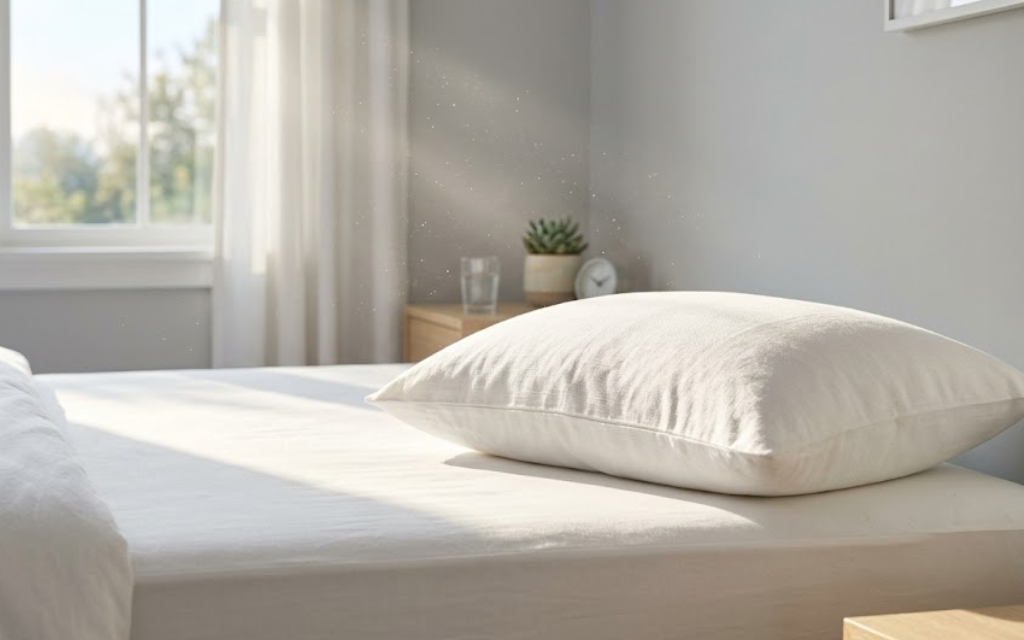 Afbeelding van bed en kussen