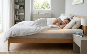 Vrouw ligt op een opgewarmt matras