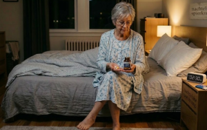 Vrouw die pillen in haar hand heeft