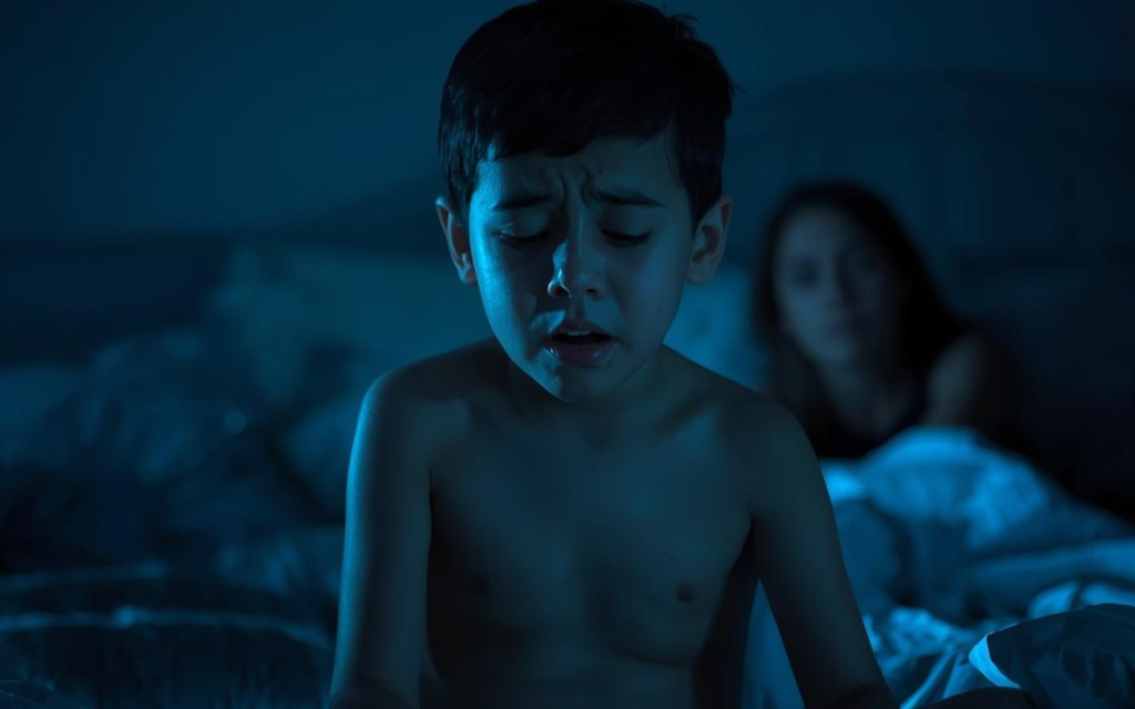 jonge jongen die niet kan slapen