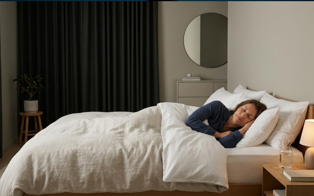 Vrouw ligt in bed te slapen