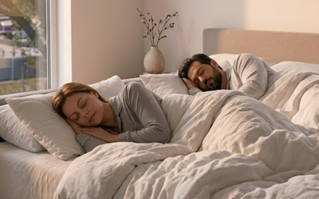 Vrouw en man slapen in bed