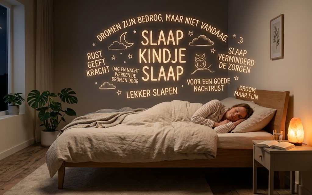 Vrouw slaapt in bed met verschillende dromen