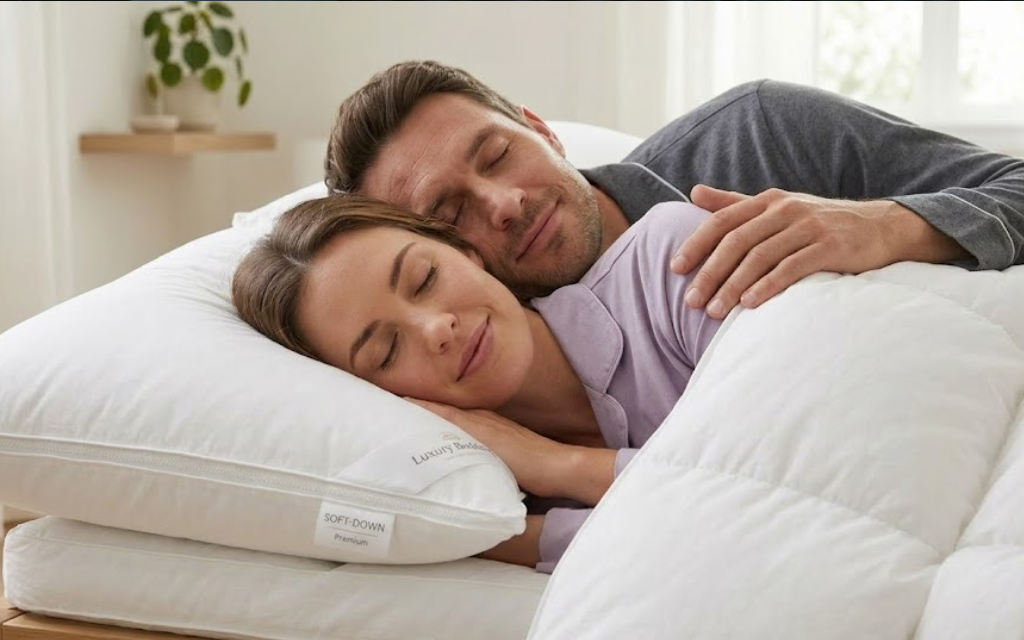 Een couple ligt samen in bed