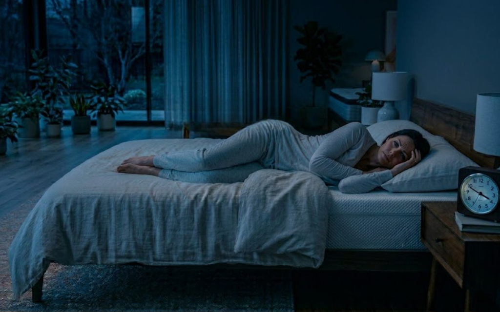 Vrouw ligt wakker om tien voor 4 snachts