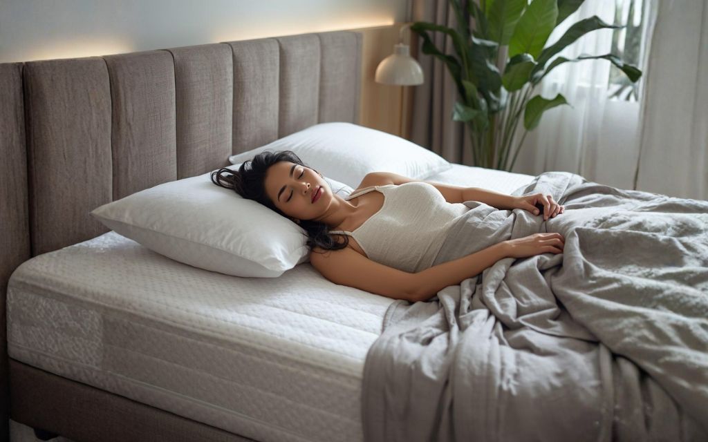 Vrouw ligt in bed te slapen