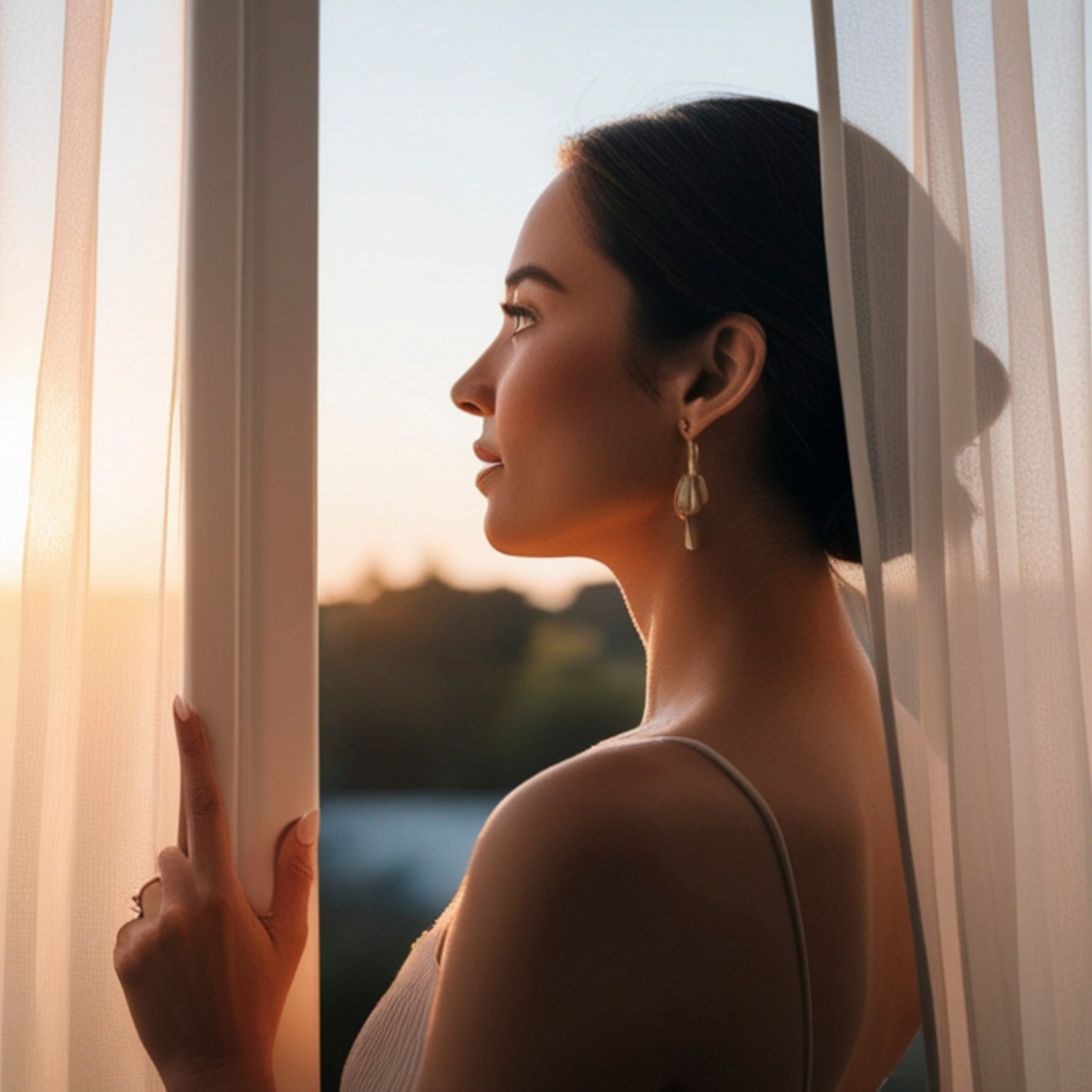 Dagdromer staat uit het raam te kijken en is aan het dagdromen