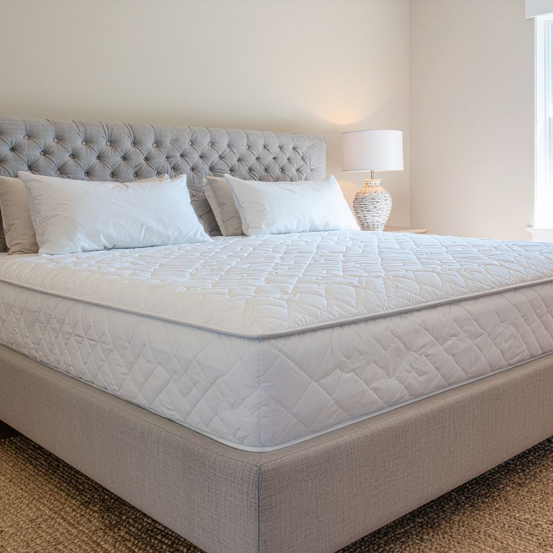 gelmatras en kussens op boxspring