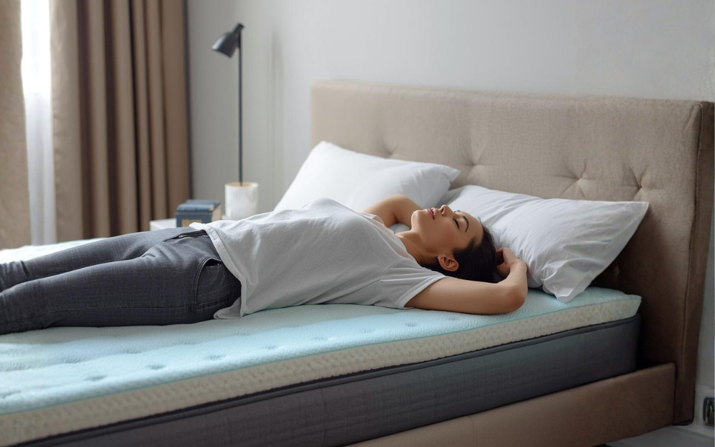 Vrouw ligt op bed met het juiste matras