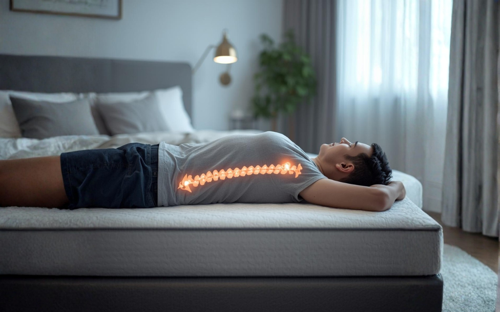 Man slaapt op zijn rug