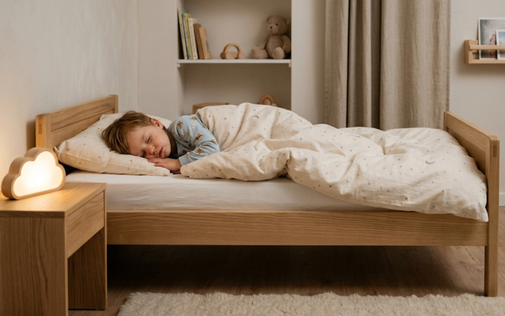 Kind ligt in bed te slapen